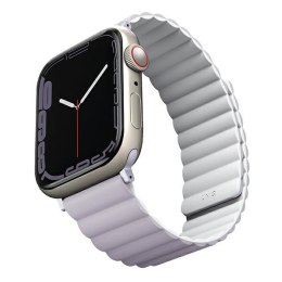 UNIQ pasek Revix Apple Watch Series 1/2/3/4/5/6/7/8/9/SE/SE2/SE3 38/40/41mm. Reversible Magnetic lilak-biały/lilac-white