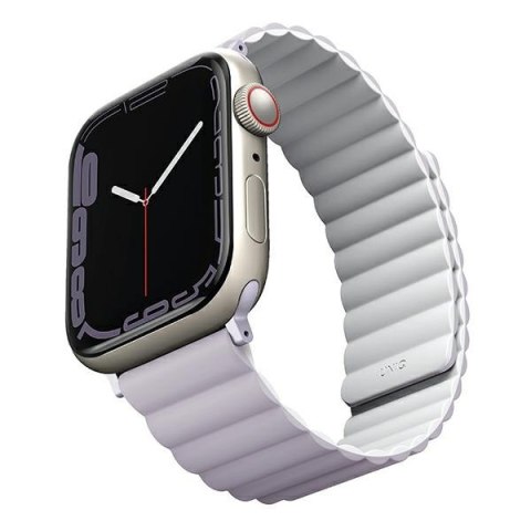 UNIQ pasek Revix Apple Watch Series 1/2/3/4/5/6/7/8/9/SE/SE2/SE3 38/40/41mm. Reversible Magnetic lilak-biały/lilac-white