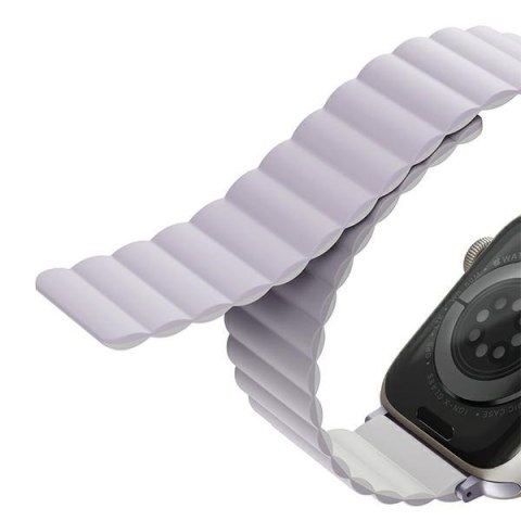 UNIQ pasek Revix Apple Watch Series 1/2/3/4/5/6/7/8/9/SE/SE2/SE3 38/40/41mm. Reversible Magnetic lilak-biały/lilac-white