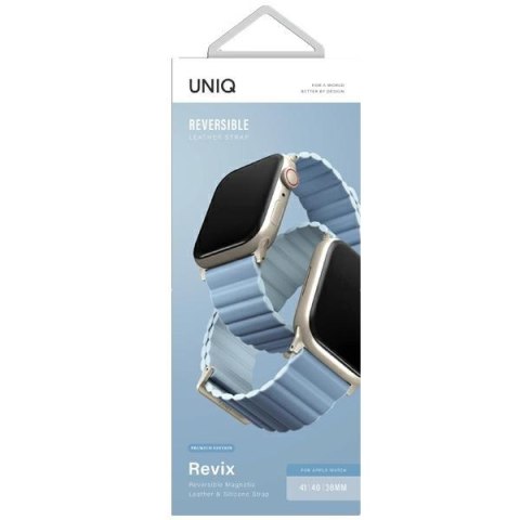 UNIQ pasek Revix Premium Apple Watch Series 1/2/3/4/5/6/7/8/9/SE/SE2/SE3 38/40/41mm Edition Reversible Magnetic Leather biał