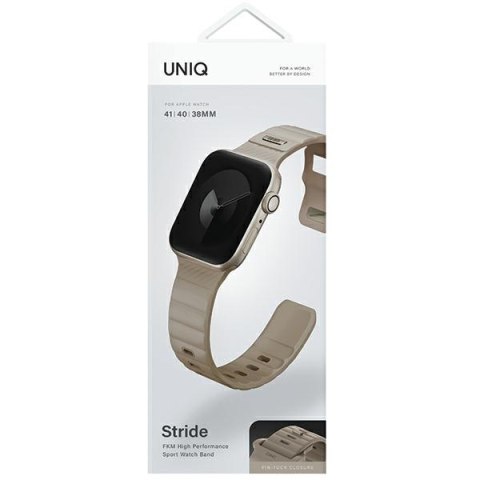 UNIQ pasek Stride Apple Watch Series 1/2/3/4/5/6/7/8/9/SE/SE2/SE3 38/40/41mm FKM Rubber Strap khaki/pale khaki