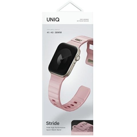 UNIQ pasek Stride Apple Watch Series 1/2/3/4/5/6/7/8/9/SE/SE2/SE3 38/40/41mm FKM Rubber Strap różowy/pale pink