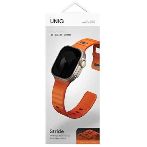 UNIQ pasek Stride Apple Watch Series 1/2/3/4/5/6/7/8/9/SE/SE2/SE3/Ultra/Ultra 2/Ultra 3 42/44/45/49mm FKM Rubber Strap pomar