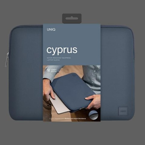 UNIQ torba Cyprus laptop Sleeve 14"niebieski/abyss blue Water-resistant Neoprene
