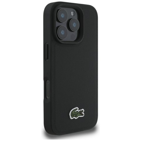 Zestaw 2w1 Lacoste Etui + Kabel USB-C Iconic Petit Pique Woven MagSafe do iPhone 16 Pro Max czarny