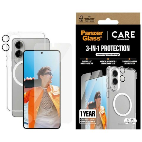 Zestaw ochronny CARE by PanzerGlass Flagship 3w1 Etui+Szkło+Lens do Samsung Galaxy S25 Edge