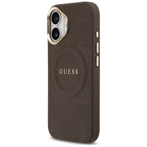 Etui Guess Peony Hot Stamp MagSafe do iPhone 17 brązowy