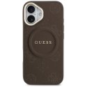 Etui Guess Peony Hot Stamp MagSafe do iPhone 17 brązowy