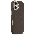 Etui Guess Peony Hot Stamp MagSafe do iPhone 17 brązowy
