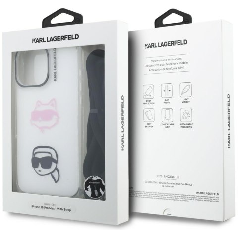 Etui Karl Lagerfeld IML Crossbody Karl&Choupette Head do iPhone 16 Pro Max biały