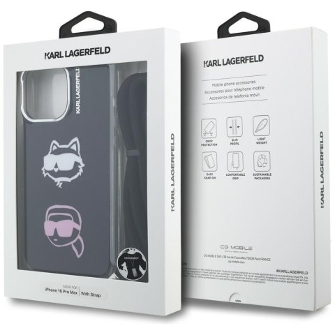 Etui Karl Lagerfeld IML Crossbody Karl&Choupette Head do iPhone 16 Pro Max czarny
