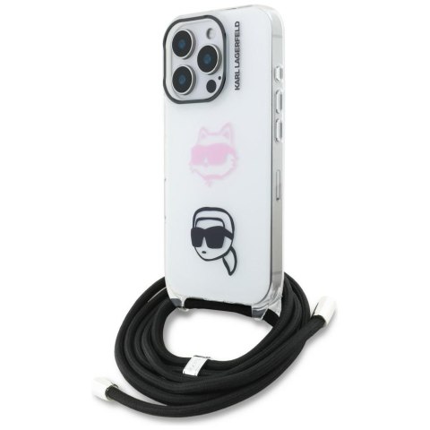 Etui Karl Lagerfeld IML Crossbody Karl&Choupette Head do iPhone 16 Pro biały
