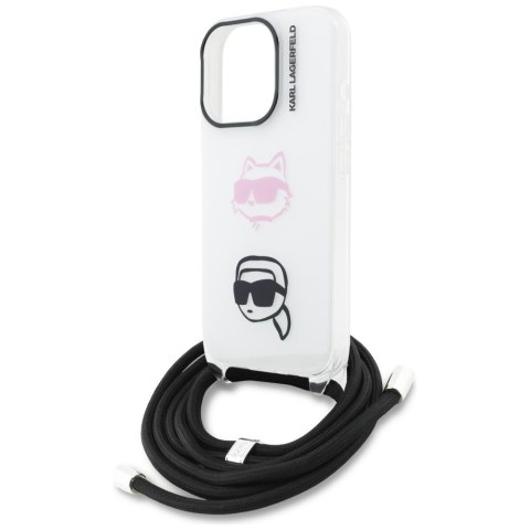 Etui Karl Lagerfeld IML Crossbody Karl&Choupette Head do iPhone 16 Pro biały