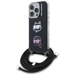 Etui Karl Lagerfeld IML Crossbody Karl&Choupette Head do iPhone 16 Pro czarny