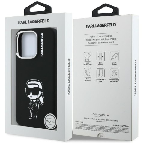 Etui Karl Lagerfeld Silicone Karl Sketch MagSafe do iPhone 16 Pro Max czarny
