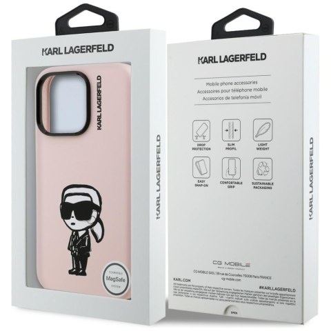 Etui Karl Lagerfeld Silicone Karl Sketch MagSafe do iPhone 16 Pro Max różowy