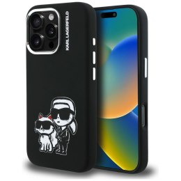 Etui Karl Lagerfeld Silicone Karl&Choupette Sketch MagSafe do iPhone 16 Pro czarny
