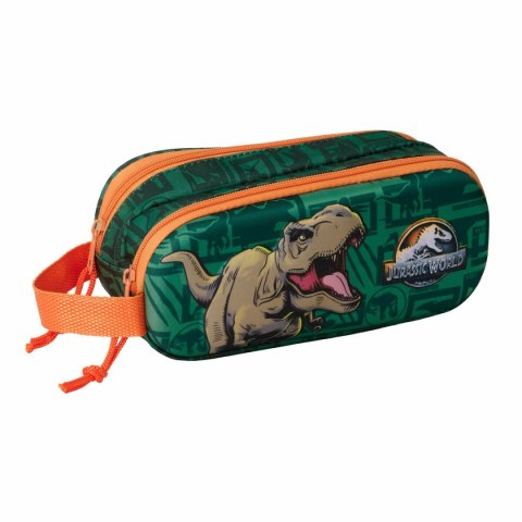 Piórnik Podwójny Jurassic World Ciemna zieleń 21 x 8 x 6 cm 3D