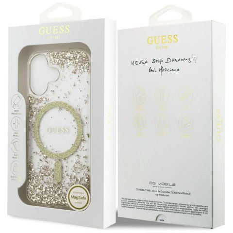Etui Guess Resin Bottom Glitter MagSafe do iPhone 17 złoty