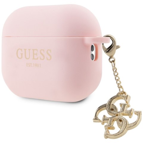 Guess GUAP2LECG4P AirPods Pro 2 (2022/2023) cover różowy/pink Liquid Silicone Glitter Triangle Charm