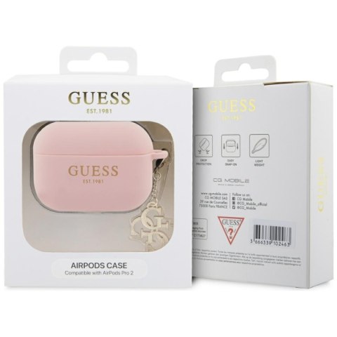Guess GUAP2LECG4P AirPods Pro 2 (2022/2023) cover różowy/pink Liquid Silicone Glitter Triangle Charm