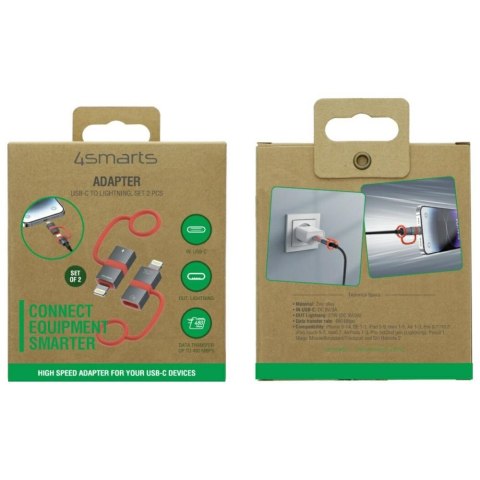 Adapter 4smarts USB-C do Lightning PD 27W szary 2szt