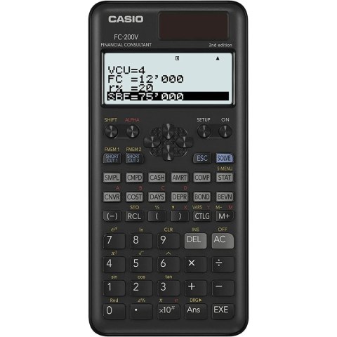 Kalkulator Casio FC-200V-2-W-ET Czarny Plastikowy 16,2 x 7,7 x 1,1 cm