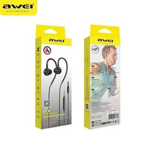 AWEI słuchawki stereo L3 3,5mm jackczarny/black