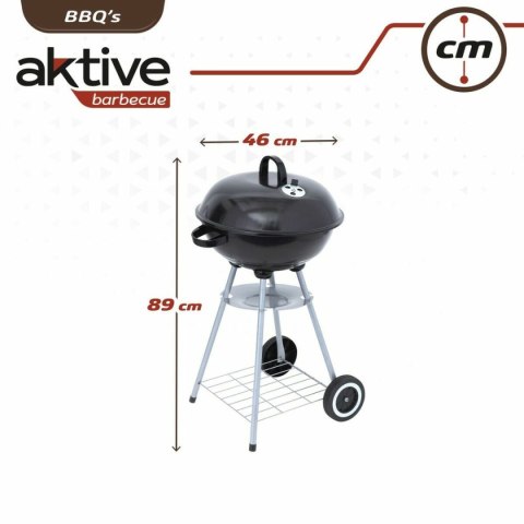 Grill Węglowy na Kólkach Aktive 46 cm Okrągła Czarny Z pokrywką