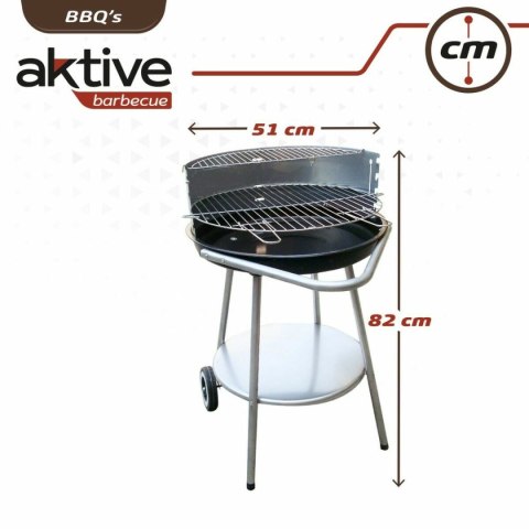Grill Węglowy na Kólkach Aktive 51 x 51 x 82 cm Czarny