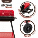Grill Węglowy na Kólkach Aktive Stal Plastikowy 66 x 44 x 85 cm Prostokątny Czerwony