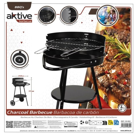 Grill Węglowy na Kólkach Aktive Textilene 42 x 76,5 cm Czarny
