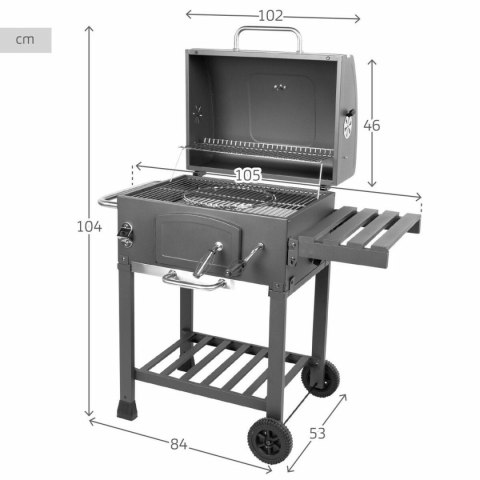 Grill Węglowy z Pokrywką i Kółkami Aktive 102 x 65 x 104 cm