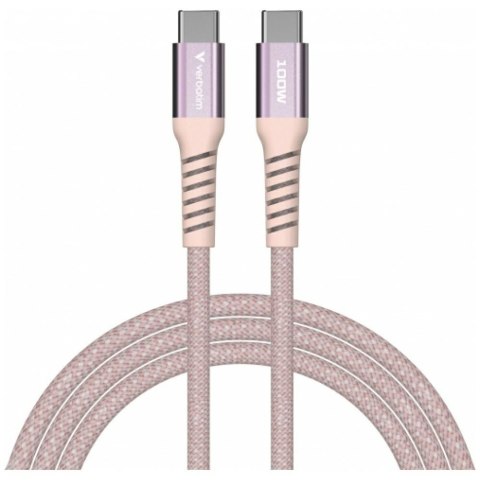 Kabel Verbatim Sync & Charge USB-C do USB-C 100W PD3.0/QC3.0 120cm różowy 31857
