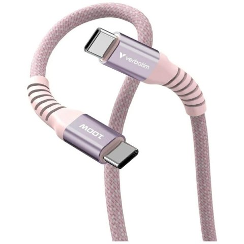 Kabel Verbatim Sync & Charge USB-C do USB-C 100W PD3.0/QC3.0 120cm różowy 31857