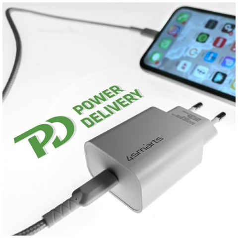 Ładowarka sieciowa 4smarts VoltPlug 20W PD MFI USB-C z kable USB-C do Lightning biały