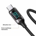 USAMS Kabel pleciony U78 USB-C na USB-C LED 1.2m 100W Fast Charging czarny/black SJ546USB01 (US-SJ546)
