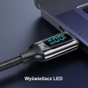 USAMS Kabel pleciony U78 USB-C na USB-C LED 1.2m 100W Fast Charging czarny/black SJ546USB01 (US-SJ546)