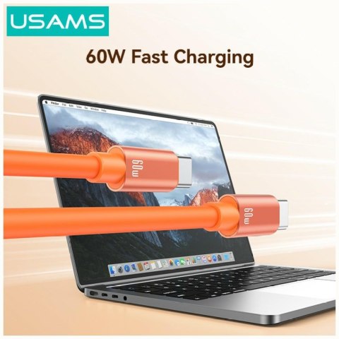 Kabel USAMS U97 60W USB-C do USB-C handstrap 30cm pomarańczowy