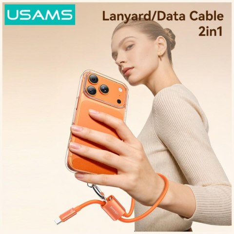 Kabel USAMS U97 60W USB-C do USB-C handstrap 30cm pomarańczowy