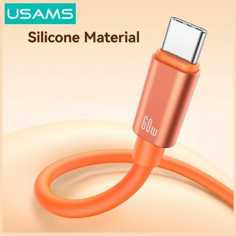 Kabel USAMS U97 60W USB-C do USB-C handstrap 30cm pomarańczowy
