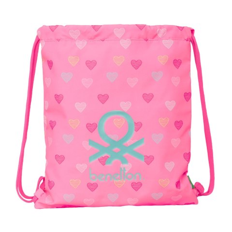 Worek na buty ze sznurkami Benetton Heart Różowy 35 x 40 x 1 cm