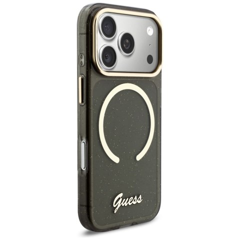 Etui Guess IML Glitters Script Strap MagSafe do iPhone 17 Pro czarny