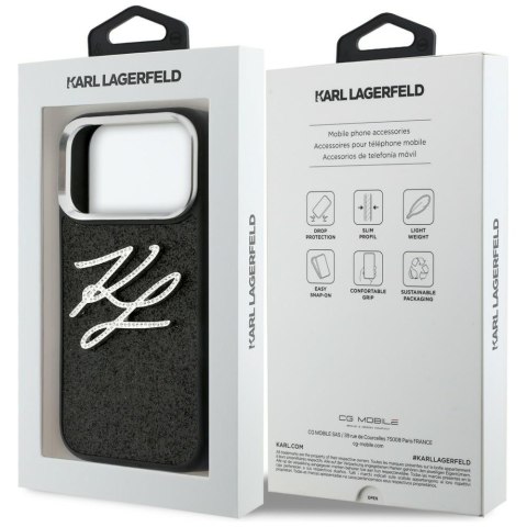 Etui Karl Lagerfeld IML Glitter KL Diamond Logo do iPhone 17 Pro czarny