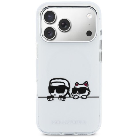 Etui Karl Lagerfeld IML Karl & Choupette Peekaboo Logo MagSafe do iPhone 17 Pro Max biały