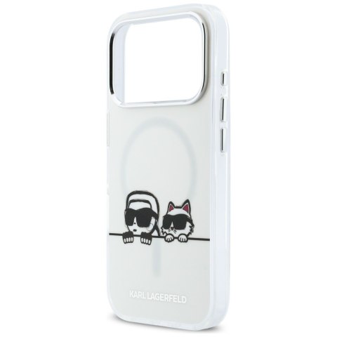 Etui Karl Lagerfeld IML Karl & Choupette Peekaboo Logo MagSafe do iPhone 17 Pro Max biały