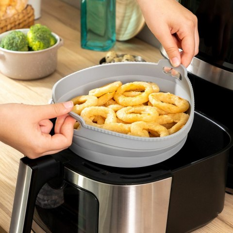 Składany silikonowy koszyk do frytkownicy na gorące powietrze Fliynner InnovaGoods Szary 1 L (Odnowione B)