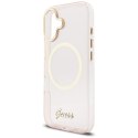 Etui Guess IML Script Metal MagSafe do iPhone 17 różowy