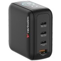 Ładowarka sieciowa Verbatim Mini GaN 140W 3xUSB-C PD/1x USB-A QC adapter UE/UK/USA czarny 30240