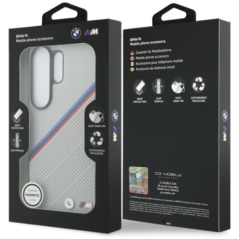Etui BMW Tricolor Metal Logo MagSafe do Samsung Galaxy S26 Ultra szary